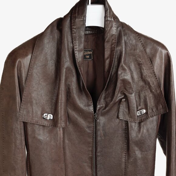 Jean Paul Gaultier Vintage Brown Turnlock Detail Leather Jacket - Picture 3 of 14